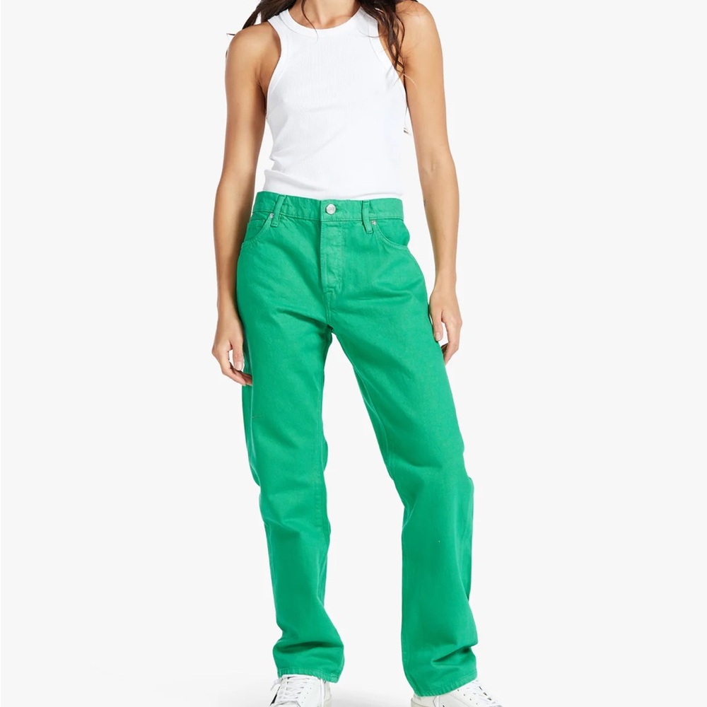 Frame Denim Straight Leg Jeans in Bright Green